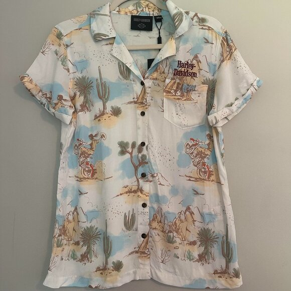 Harley-Davidson Out West Printed Woven Shirt Button Up Western - NWT - Medium - Picture 3 of 7